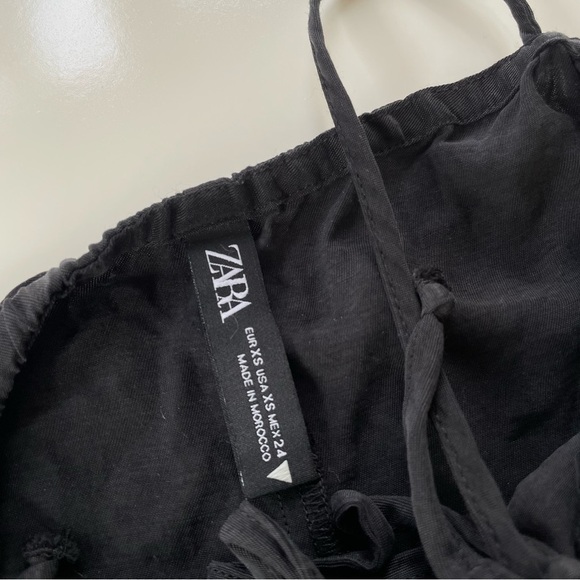 ZARA Women's Black Lyocell Tencel Drapey Pleated Romper Shoulder Straps Size XS - Picture 6 of 11